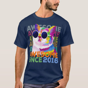 T-shirt Awesome depuis 2016 Funny Amoureux des chats 6e an