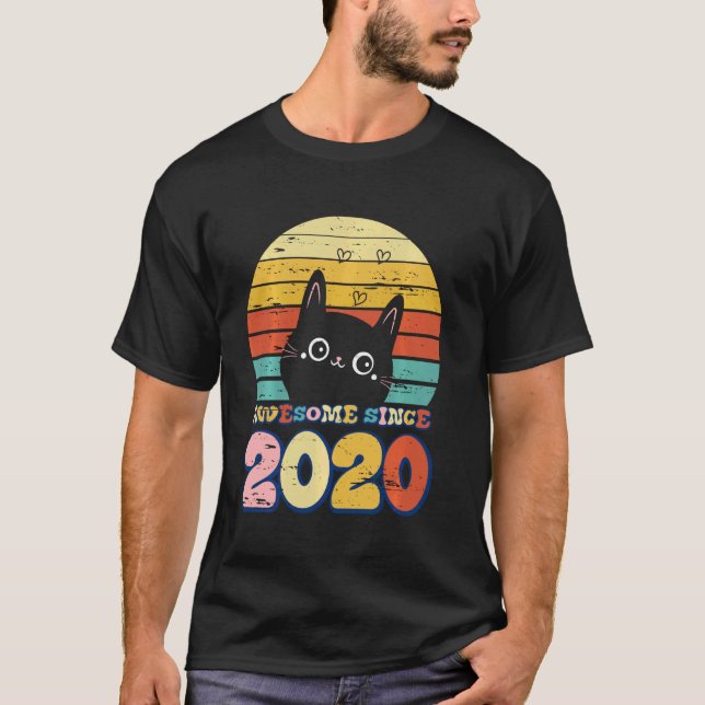 T-shirt Awesome depuis 2020 Chat pour fille garçon (Devant)
