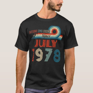 T-shirt Awesome Epic Legend depuis juillet 1978 44th Birth