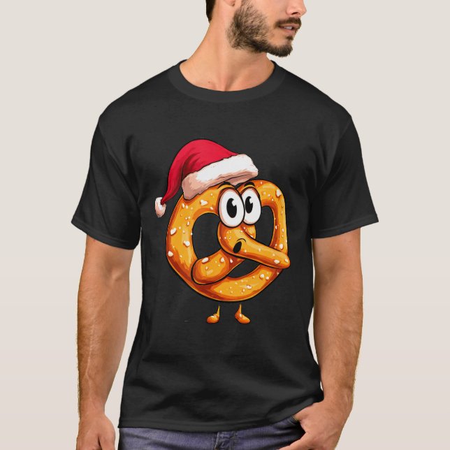 T-shirt Awesome Festive Pretzel With Santa Claus Hat Costu (Devant)
