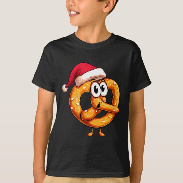 T-shirt Awesome Festive Pretzel With Santa Claus Hat Costu (Devant)