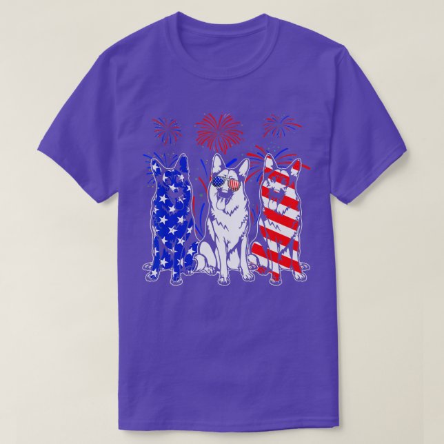 T-shirt Awesome German Shepherd Dog American Flag 4th Of J (Design devant)