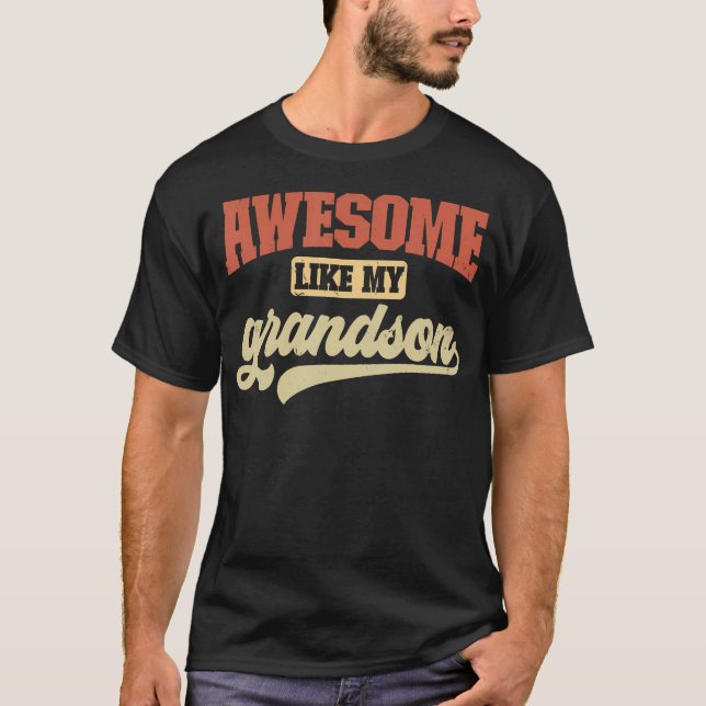 T-shirt Awesome Like My Grandson Funny Retro Grandpa Fathe (Devant)
