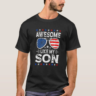 T-shirt Awesome Like My Son Retro American Flag Parents' D