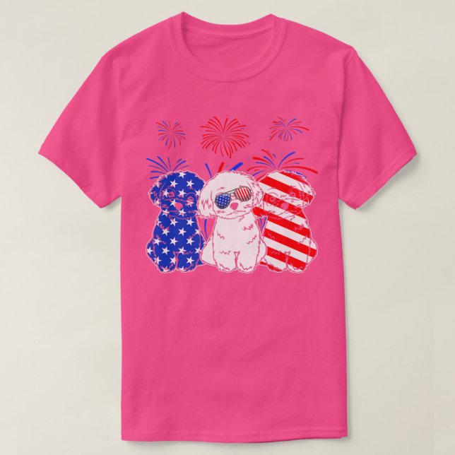 T-shirt Awesome Maltese Dog American Flag 4th of July Prem (Design devant)