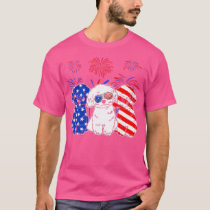T-shirt Awesome Maltese Dog American Flag 4th of July Prem