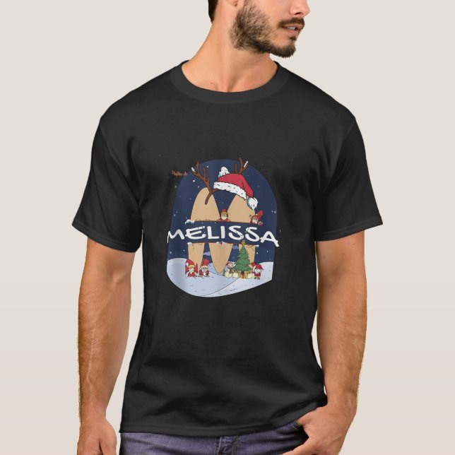 T-shirt Awesome Melissa Nom w Santa Hat in Xmas Thème Chr (Devant)