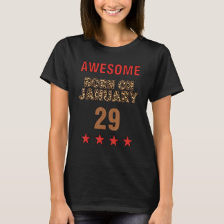 T-shirt Awesome né le 29 Janvier 29 Empreinte de léopard J
