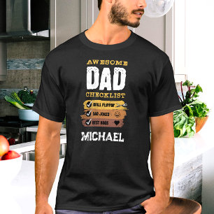 T-shirt Awesome Papa Checklist Nom personnalisé Personnali