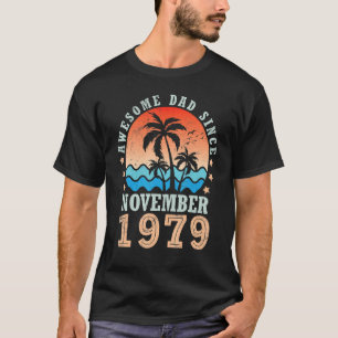 T-shirt Awesome Papa depuis Novembre 1979 Joyeux Anniversa