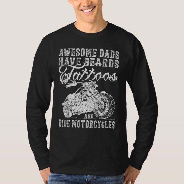 T-shirt Awesome Papa Have Tattoo Beards Ride Cycles F (Devant)