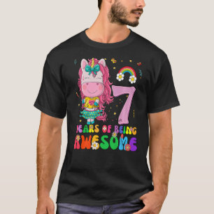 T-shirt Awesome Princesse Unicorn Anniversaire 7 Année Fil