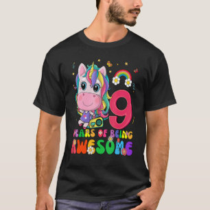 T-shirt Awesome Princesse Unicorn Anniversaire 9 ans fille