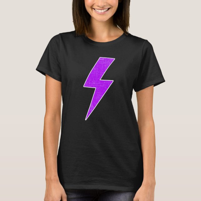 T-shirt Awesome Retro Front & Back PURPLE & WHITE Lightnin (Devant)