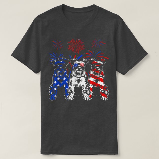 T-shirt Awesome Schnauzer Chien Drapeau américain 4 juille (Design devant)