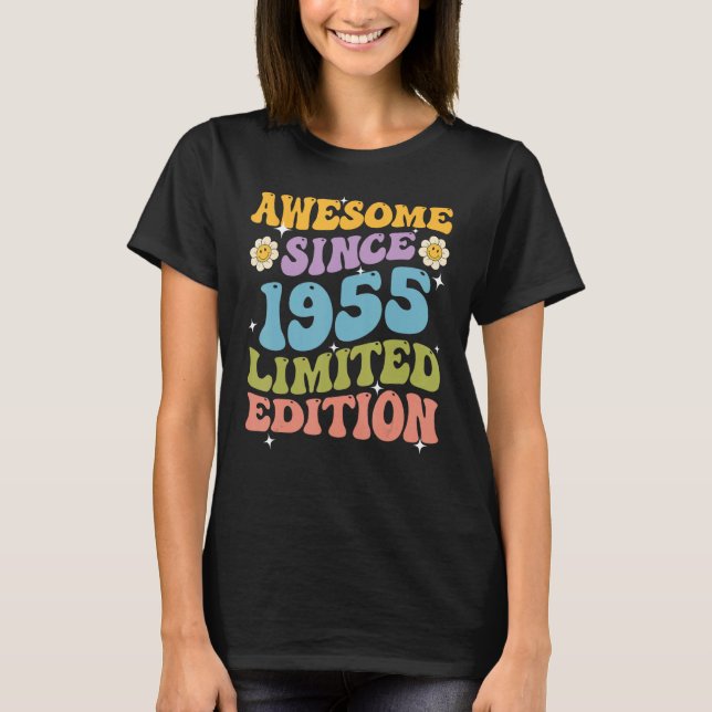 T-shirt Awesome Since 1955 Retro Groovy Shirt Gifts For Wo (Devant)