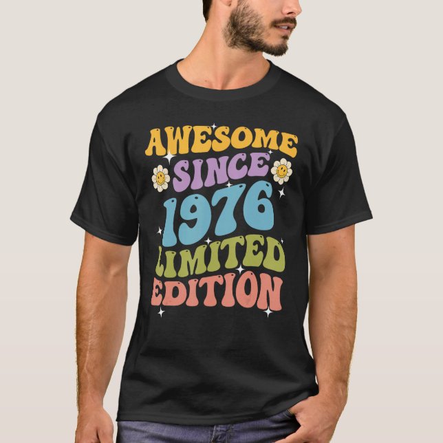 T-shirt Awesome Since 1976 Retro Groovy Shirt Gifts For Wo (Devant)