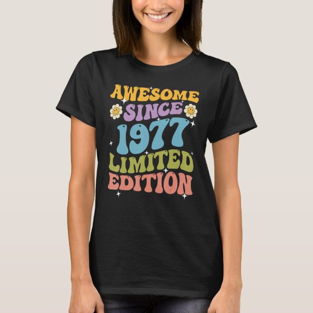 T-shirt Awesome Since 1977 Retro Groovy Shirt Gifts For Wo (Devant)