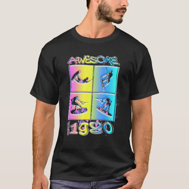 T-shirt Awesome since 1980 Wakeboard lifestyle 2 (Devant)