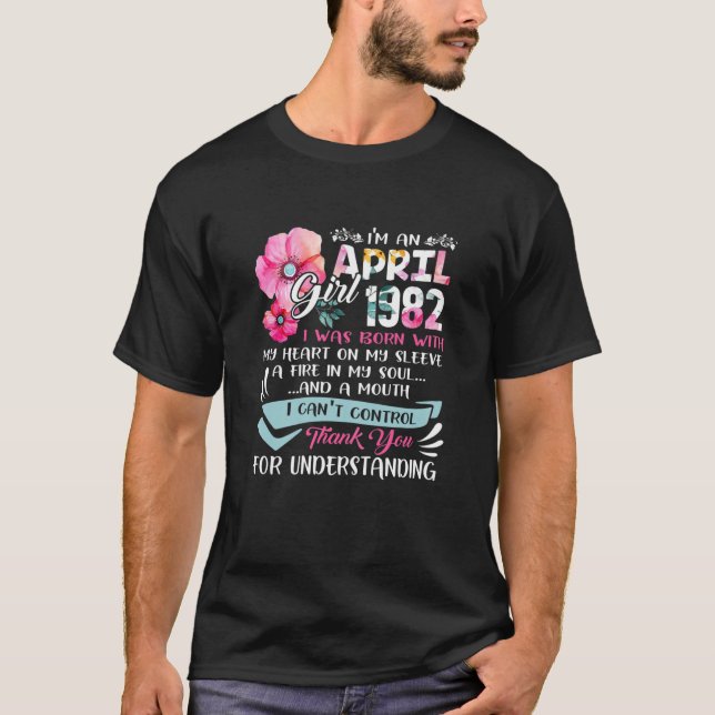 T-shirt Awesome Since 1982 40Th Birthday I'm An April Girl (Devant)
