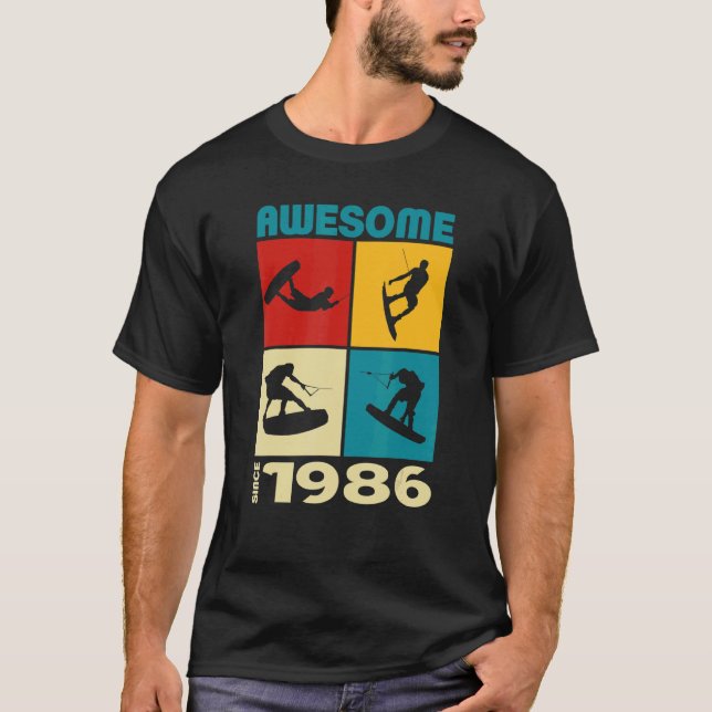 T-shirt Awesome since 1986 Wakeboard lifestyle 1 (Devant)