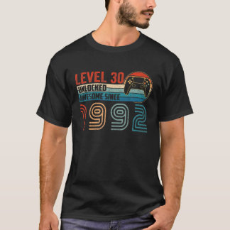 T-shirt Awesome Since 1992 Level 30 Unlocked Video Gamer B