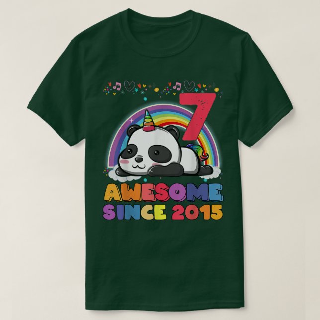 T-shirt Awesome since 2015 7th Bday 7 Years Old Panda Unic (Design devant)