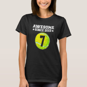 T-shirt Awesome Since 2015 Tennis 7th Birthday 7 Years Old