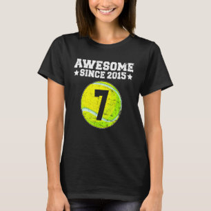 T-shirt Awesome Since 2015 Tennis 7th Birthday 7 Years Old