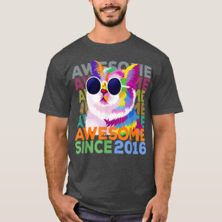 T-shirt Awesome Since 2016 Shirt Funny Cat Lover 6th Birth