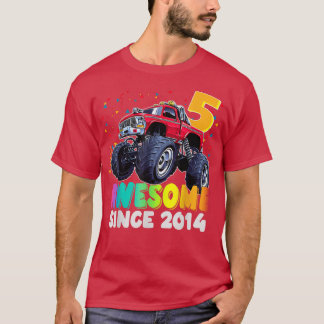 T-shirt Awesome Since 2017 5th Birthday Boy Monster Truck