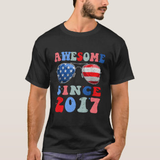 T-shirt Awesome Since 2017 6 Years 4Th Of July