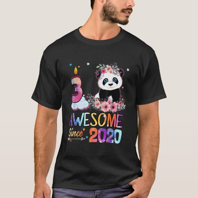 T-shirt Awesome Since 2020 3Rd 3 Panda Unicorn (Devant)