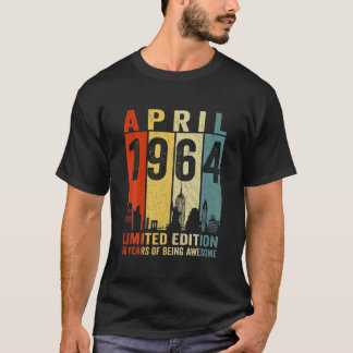 T-shirt Awesome Since April 1964 58Th Birthday Vintage Ret