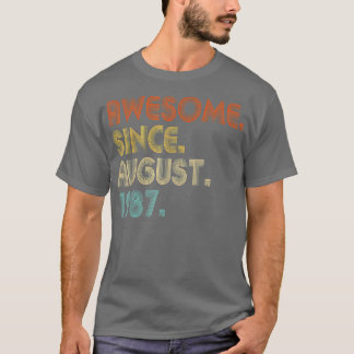 T-shirt Awesome Since August 1987 Vintage 35th Birthday 