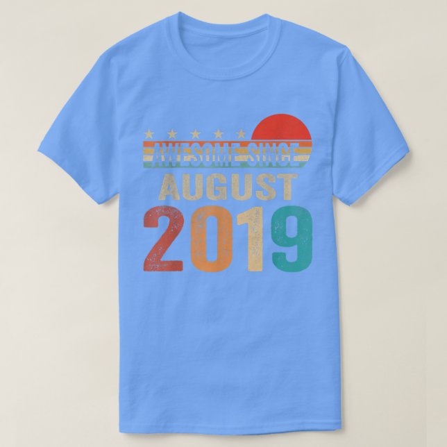 T-shirt Awesome Since August 2019 3 Years Old 3rd Birthday (Design devant)