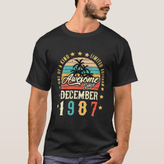 T-shirt Awesome Since December 1987 Vintage 34Th Birthday
