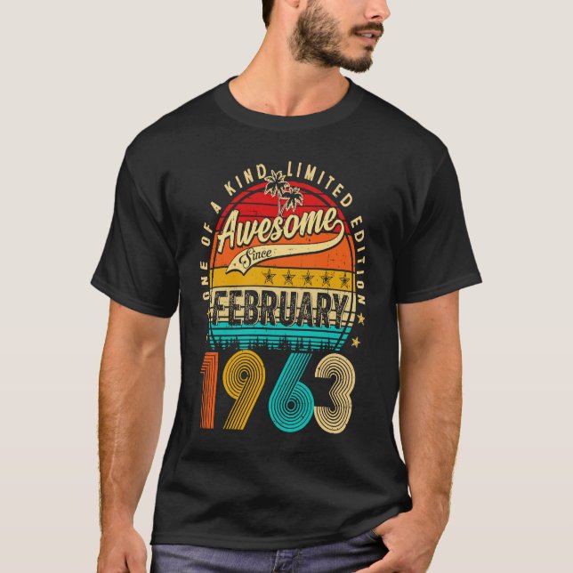 T-shirt Awesome Since February 1963 60 Years Old 60th Birt (Devant)