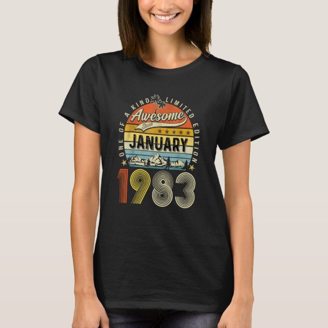 T-shirt Awesome Since January 1983 40 Years Old (Devant)