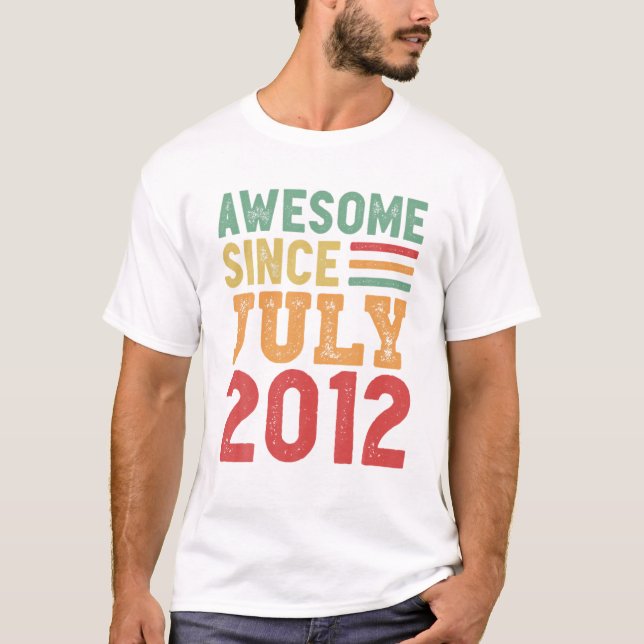 T-shirt Awesome Since July 2012 10th Birthday (Devant)