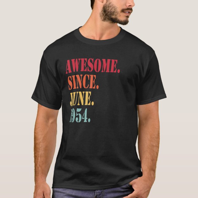 T-shirt Awesome Since June 1954 For 68 Year Old - 68th Bir (Devant)