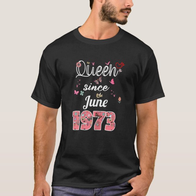 T-shirt Awesome Since June 1973 Flowers 1973 June Birthday (Devant)