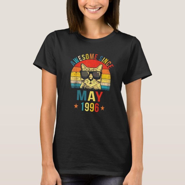 T-shirt Awesome Since May 1996 26th Birthday  Cat (Devant)