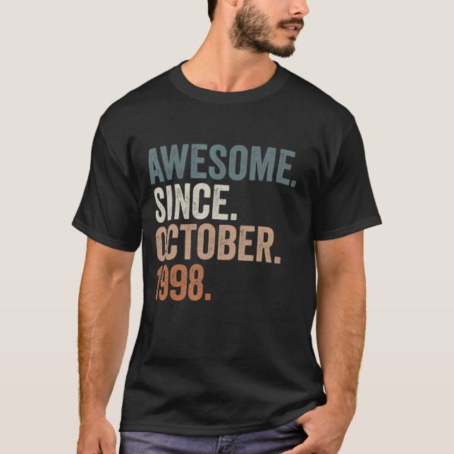 T-shirt Awesome Since October 1998 24 Years Old 24th Birt (Devant)