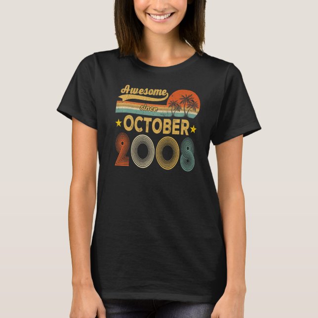 T-shirt Awesome Since October 2008 14 Years Old 14th Birth (Devant)