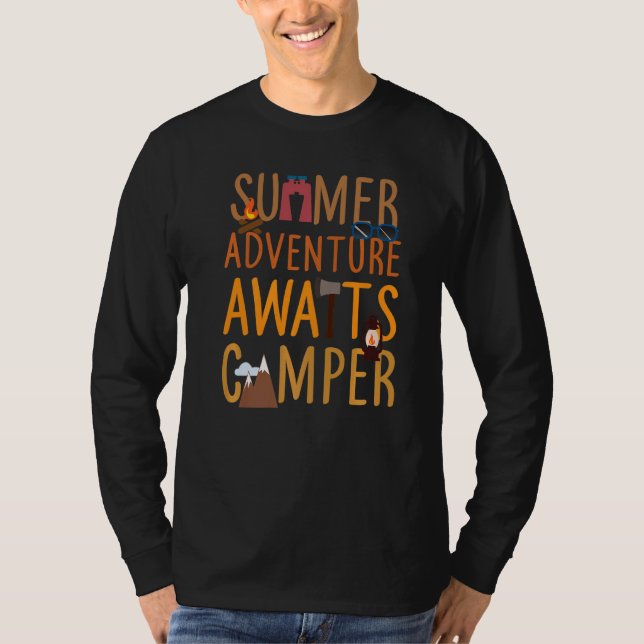 T-shirt Awesome Summer Adventure Await Camper Camping Des (Devant)
