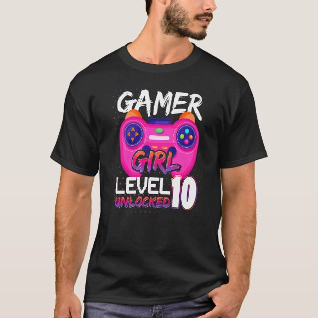 T-shirt Awesome Video Games Controller Level 10 Unlocked G (Devant)