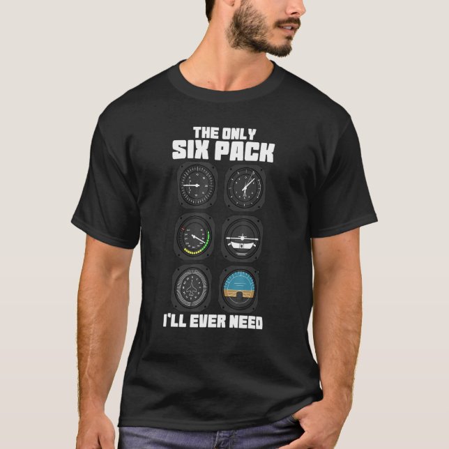 T-shirt Awessee Pilot Aviation Découvrez Mon Six Pack Flyi (Devant)