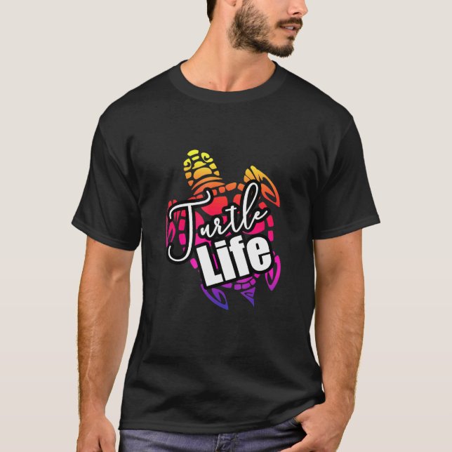 T-shirt Awessee Turtle Life Sea Beach Design (Devant)