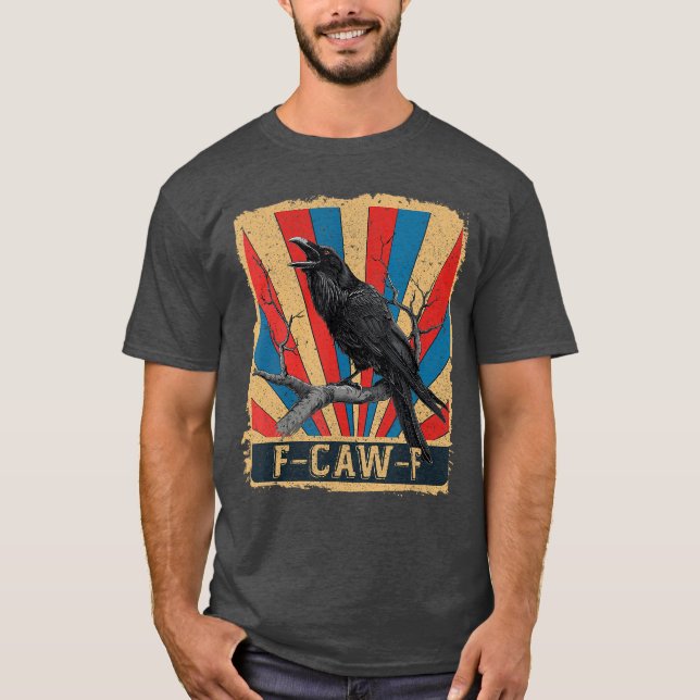 T-shirt awF Black Crow Pun Funny Bird Cawing Grunge (2) (Devant)